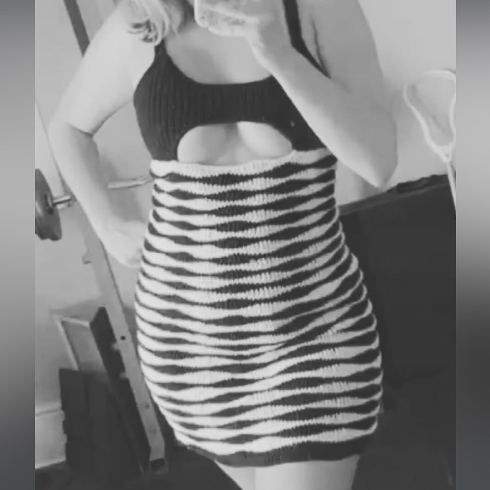 Stylish Black and White Knit Dress